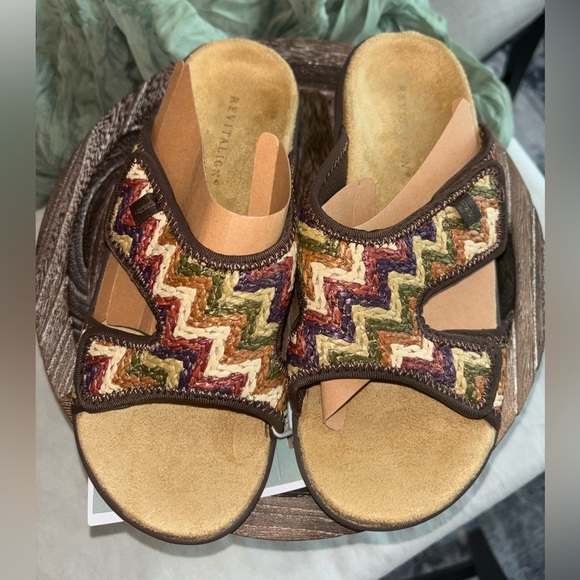 Revitalign Comfort Sandals • Multicolor Woven Slide Sandals • Orthotic Footbed - Picture 1 of 3